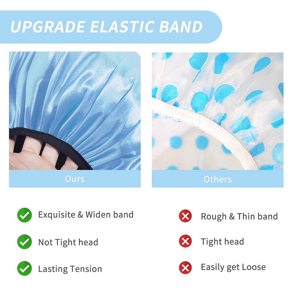 Aquior Shower Cap,4-Pack Large Shower Caps for Women Long Hair, Premium Soft Silky Satin Reusable Hair Cap for All Hair Lengths and Big Hairstyles