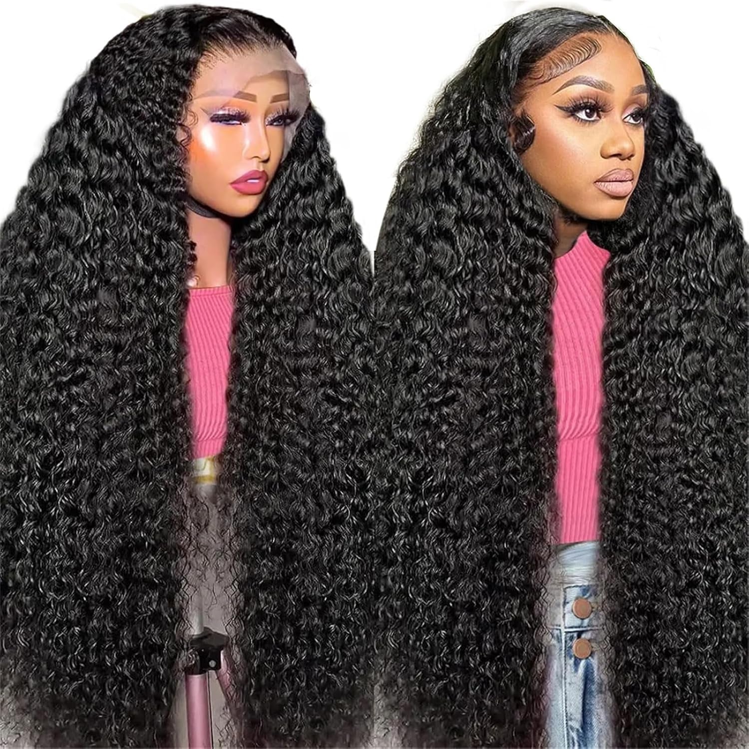 Honey Blonde 13X4 Deep Wave Lace Front Wigs Human Hair Pre Plucked with Baby Hair 4/27 Highlight Glueless HD Transparent Lace Frontal Wigs for Black Women 180 Density (26 Inch)