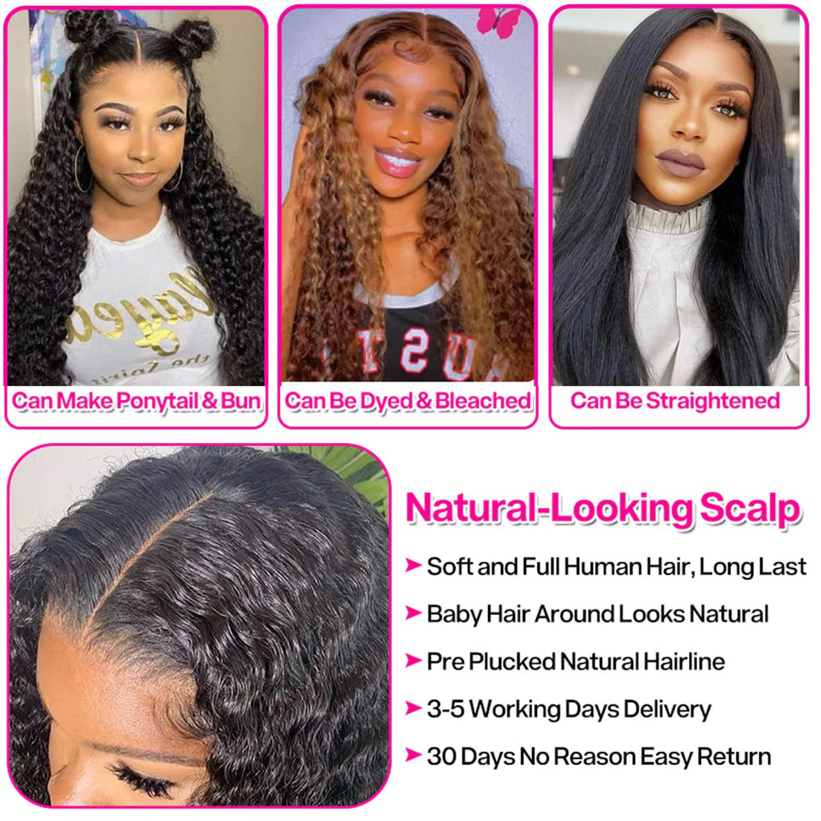 Water Wave 4X4 Lace Front Wig Remy Human Hair Wigs