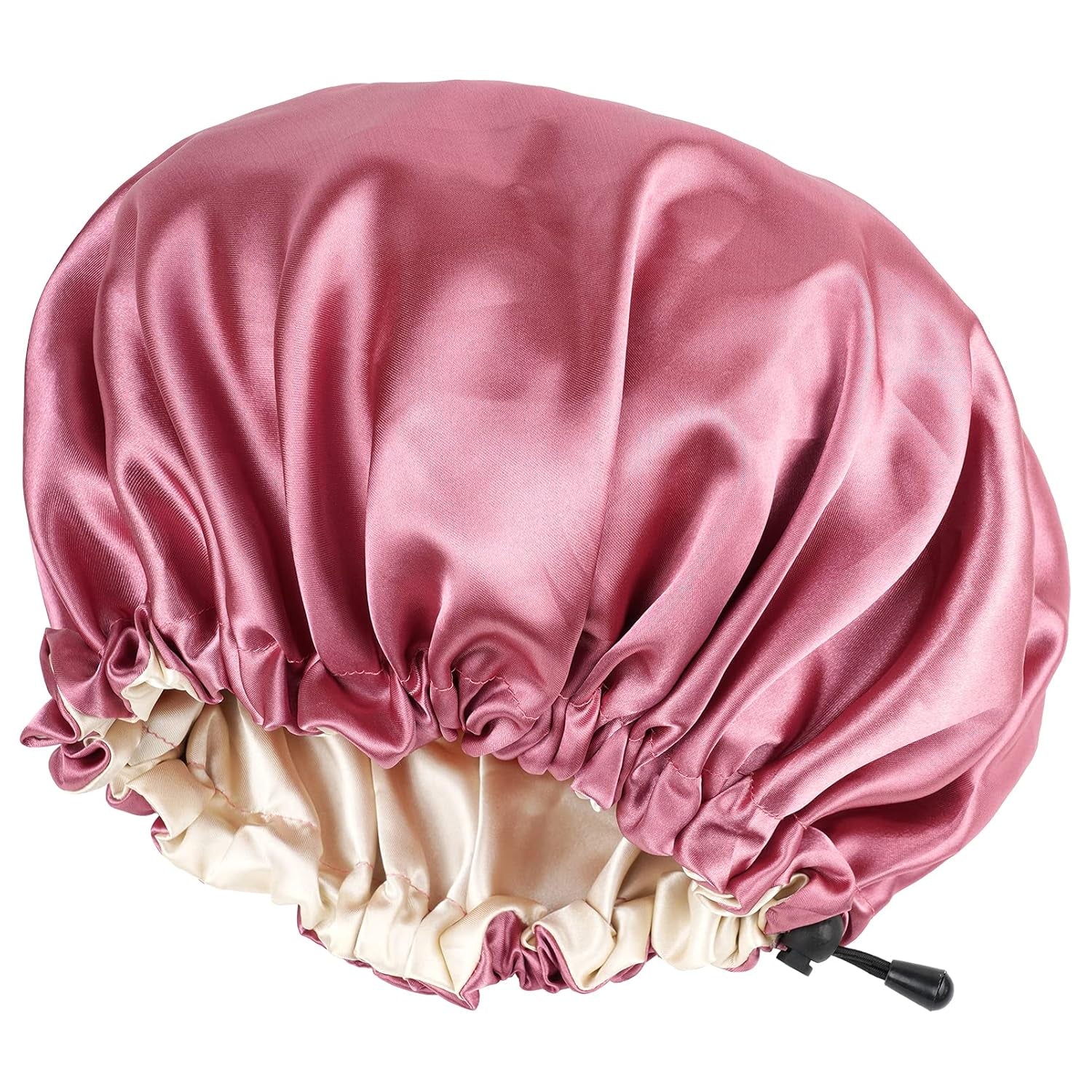 CHORHA Satin Sleep Cap, Double-Sided Adjustable Bonnet (Coral)