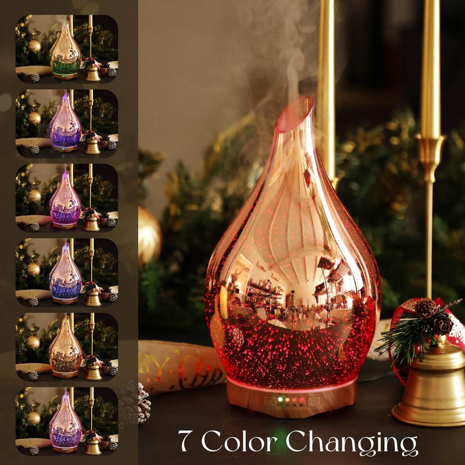 Porseme 280ML Essential Oil Diffuser, Aroma Ultrasonic Humidifier with Remote Control, BPA Free, Auto Shut-Off, Timer Setting