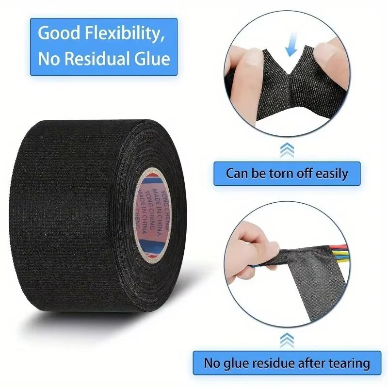 Electrical Tape Heat-Resistant Harness Bundle Insulation Auto Wiring Fabric Cloth Wrap Waterproof Cable Organizer Adhesive Tapes