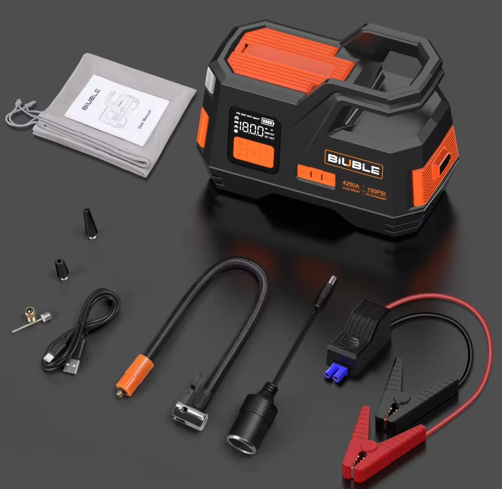 4 in 1 Jump Starter Air Pump Air Compressor Power Bank Starting Device Battery Booster Jump Starter