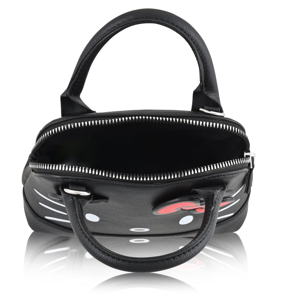 Hello Kitty Women'S Leather Solid Print Shoulder Crossbody Handbag, Black