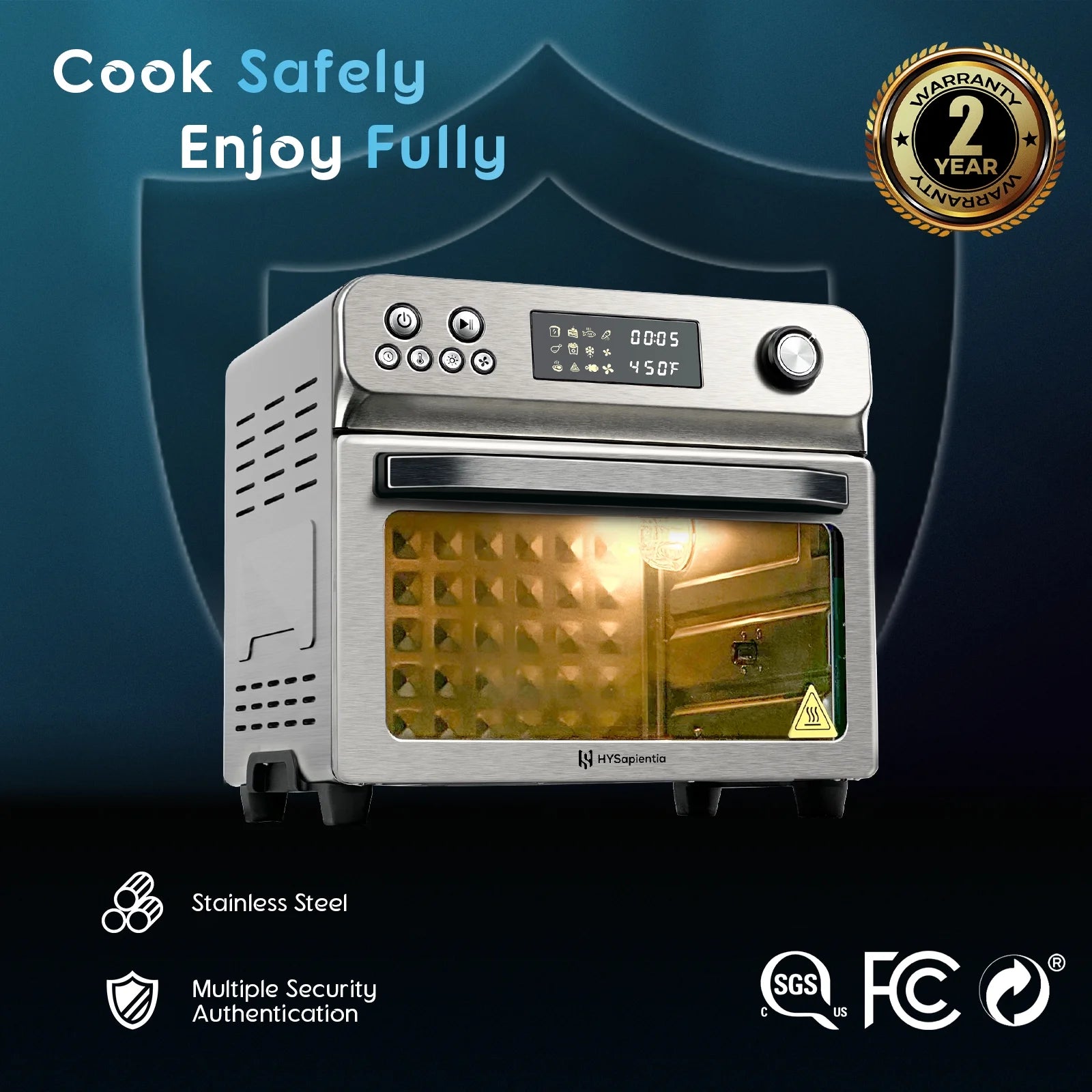 Hysapientia 26QT Air Fryer Oven with Rotisserie 1800W Toaster Oven Air Fryer Combo, 10 in 1 Convection Oven Countertop, Airfryer Toaster Oven, Mini Toaster Oven,Easy to Clean