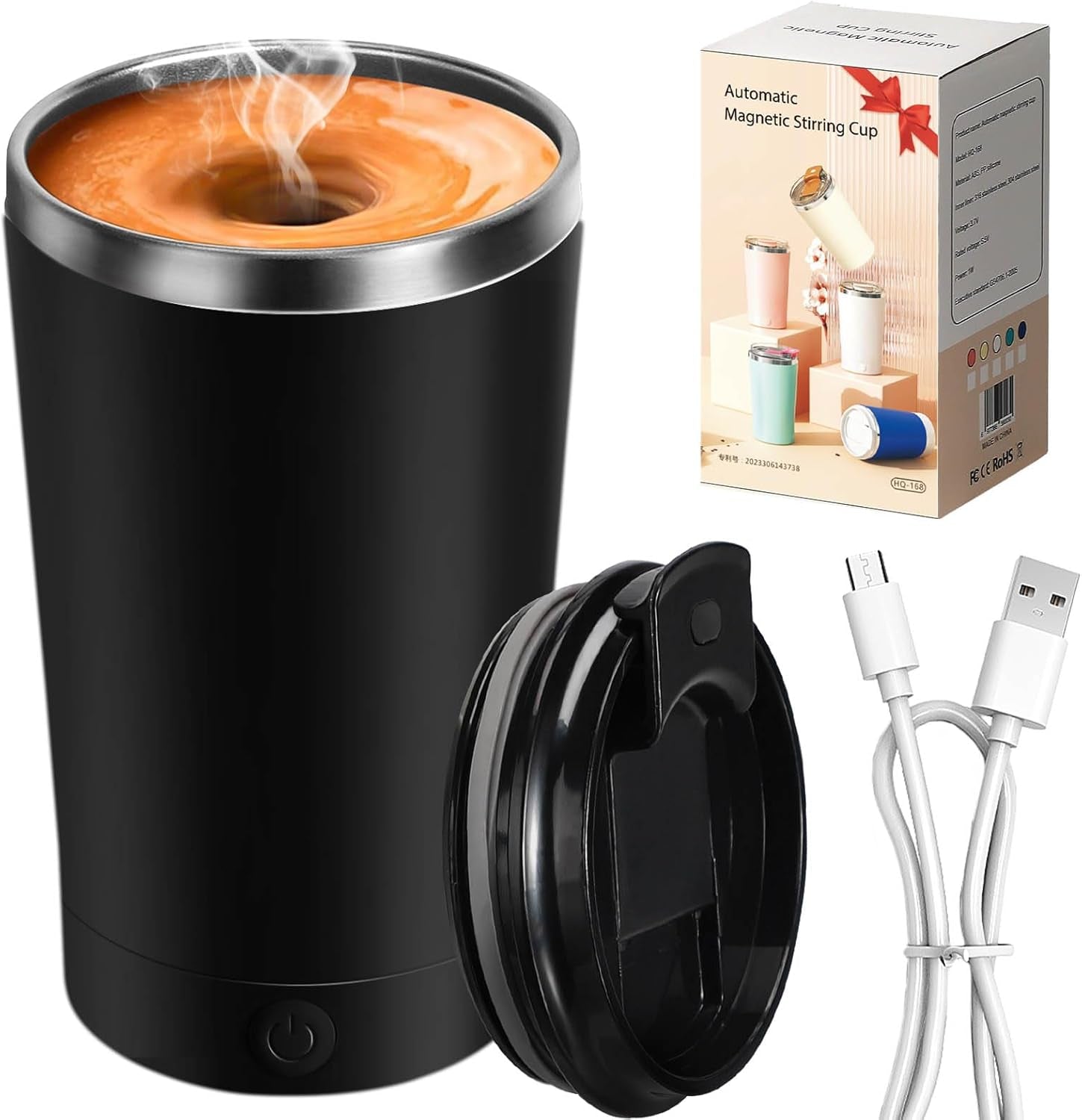 Electric Self-Stirring Coffee Mug, 400ml Rechargeable Mixing Cup with Lid