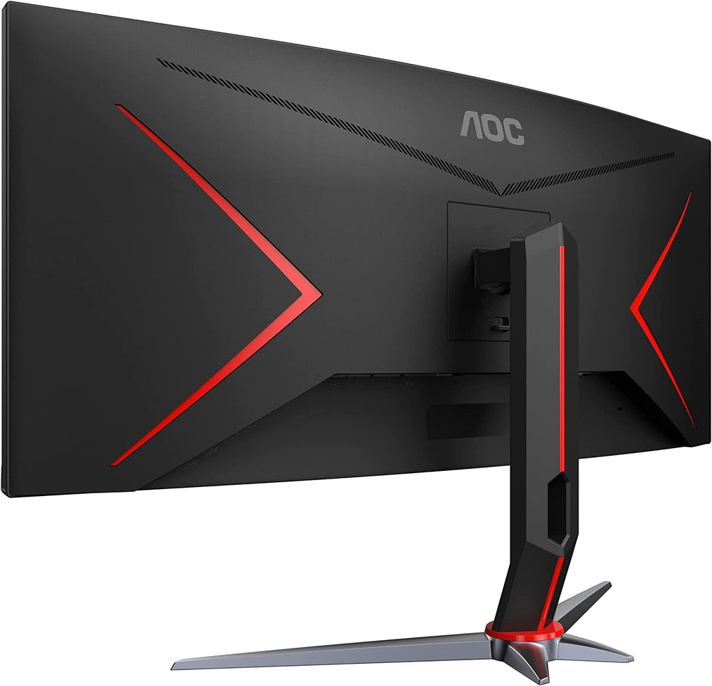 AOC CU34G2X 34" Curved Frameless Immersive Gaming Monitor, Ultrawide QHD 3440X1440, VA Panel, 1Ms 144Hz Adaptive-Sync, Height Adjustable, 3-Yr Zero Dead Pixels, Black/Red