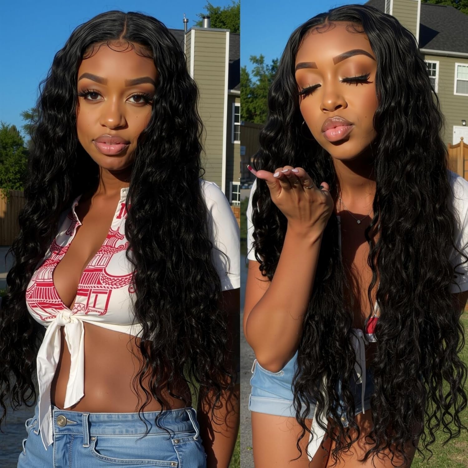 Honey Blonde 13X4 Deep Wave Lace Front Wigs Human Hair Pre Plucked with Baby Hair 4/27 Highlight Glueless HD Transparent Lace Frontal Wigs for Black Women 180 Density (26 Inch)