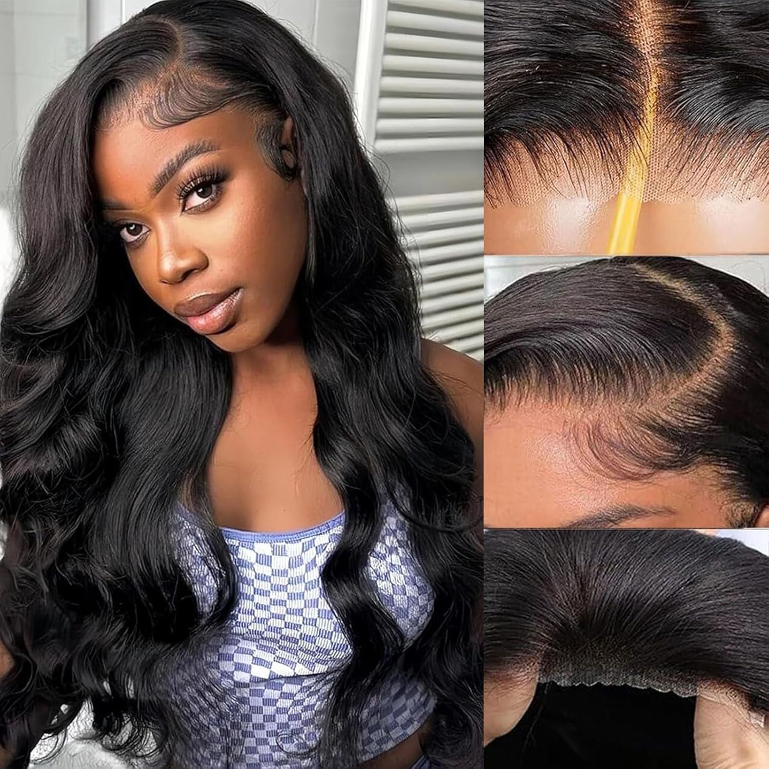 Curly Human Hair Wig Highlight P4/30 Lace Frontal Closure Deep Wave Human Hair Wig Pre Plucked Pre Cut Lace Frontal Closure Closure Glueless Wigs Elastic Band 200% Density, 18 Inch