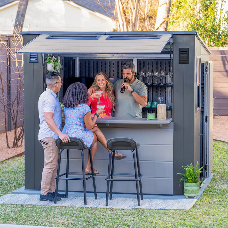 Suncast 8-Ft X 7-Ft Outdoor Entertainment Cabana Bar Gray Lean-To Resin Storage Shed