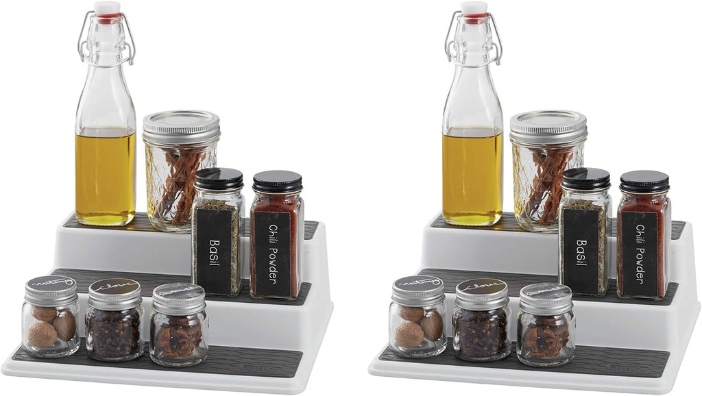 Copco 5220597 Non-Skid 3-Tier Spice Pantry Kitchen Cabinet Organizer, 10-Inch, Set of 2