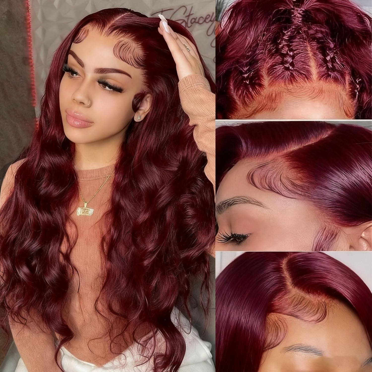 Curly Human Hair Wig Highlight P4/30 Lace Frontal Closure Deep Wave Human Hair Wig Pre Plucked Pre Cut Lace Frontal Closure Closure Glueless Wigs Elastic Band 200% Density, 18 Inch