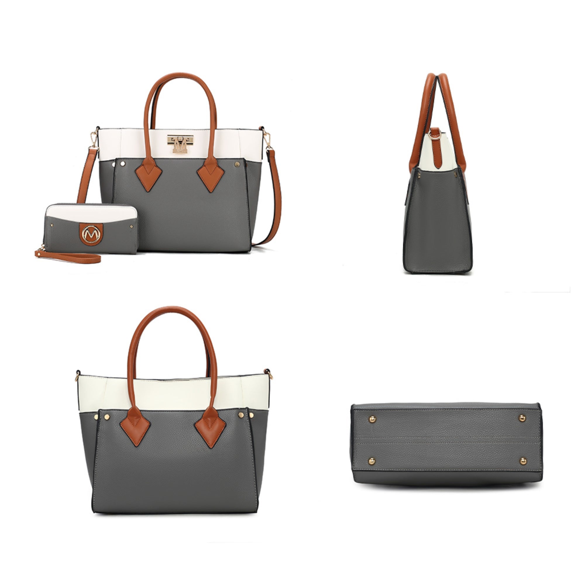 MKF Collection Brynlee Women'S Tote Bag & Wristlet Wallet, Crossbody Purse Handbag 2 Pcs by Mia K - Navy