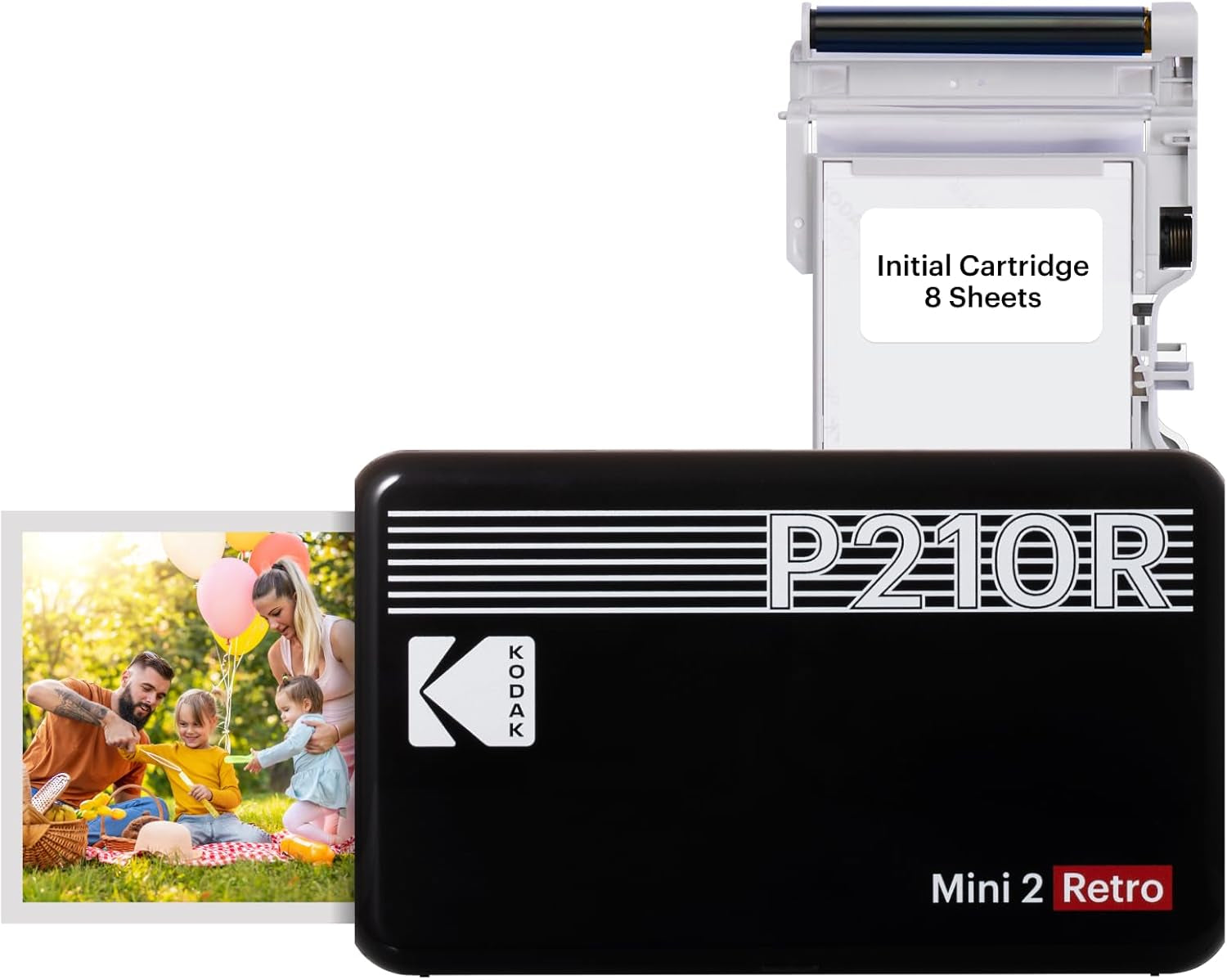 KODAK Mini 2 Retro 4PASS Portable Photo Printer (2.1X3.4 Inches) + 8 Sheets, White