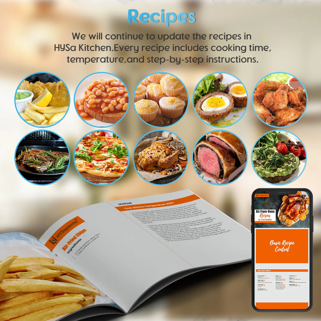 Hysapientia 26QT Air Fryer Oven with Rotisserie 1800W Toaster Oven Air Fryer Combo, 10 in 1 Convection Oven Countertop, Airfryer Toaster Oven, Mini Toaster Oven,Easy to Clean