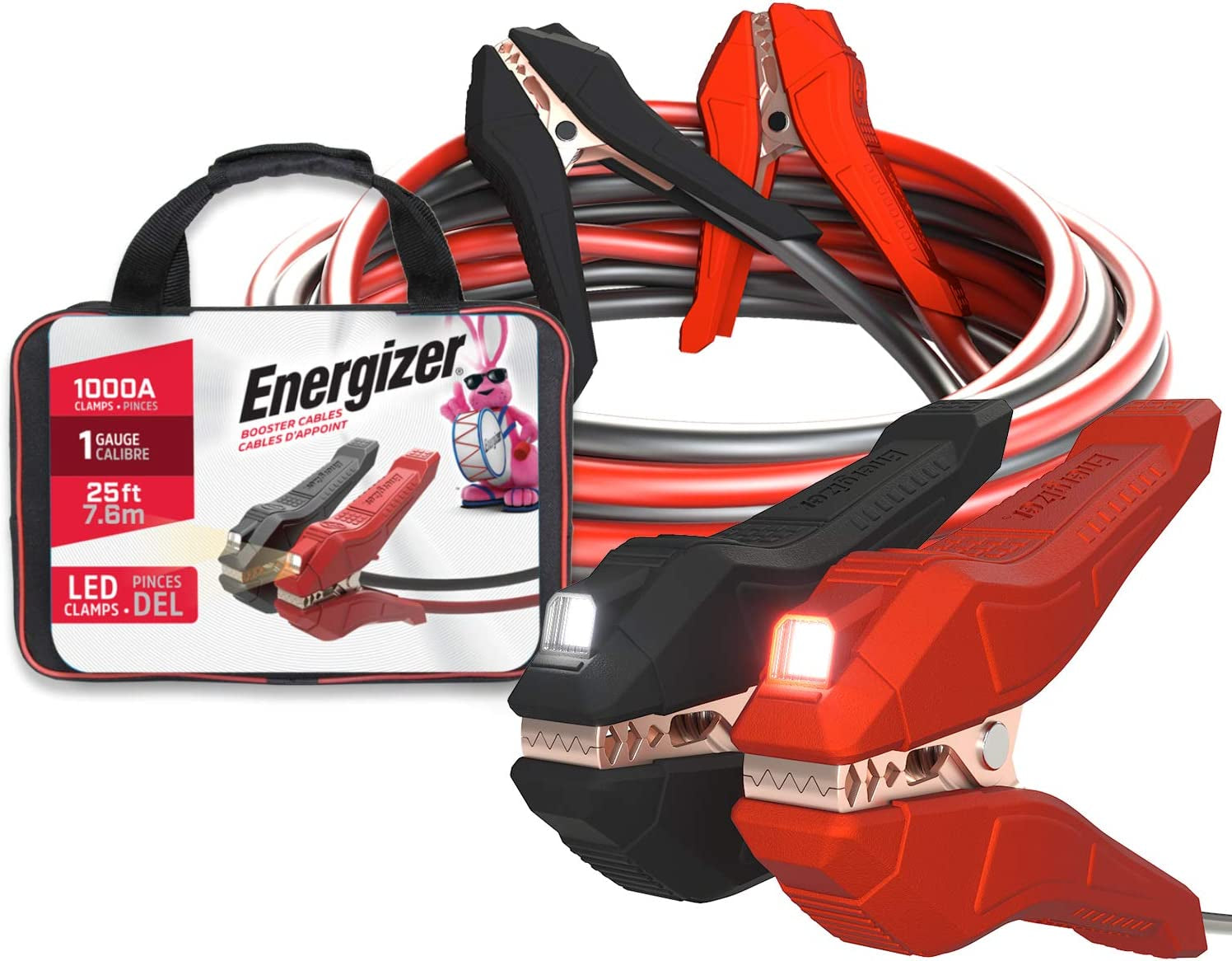 Energizer Jumper Cables for Car Battery, Heavy Duty Automotive Booster Cables for Jump Starting Dead or Weak Batteries with Carrying Bag Included (20-Feet (2-Gauge)