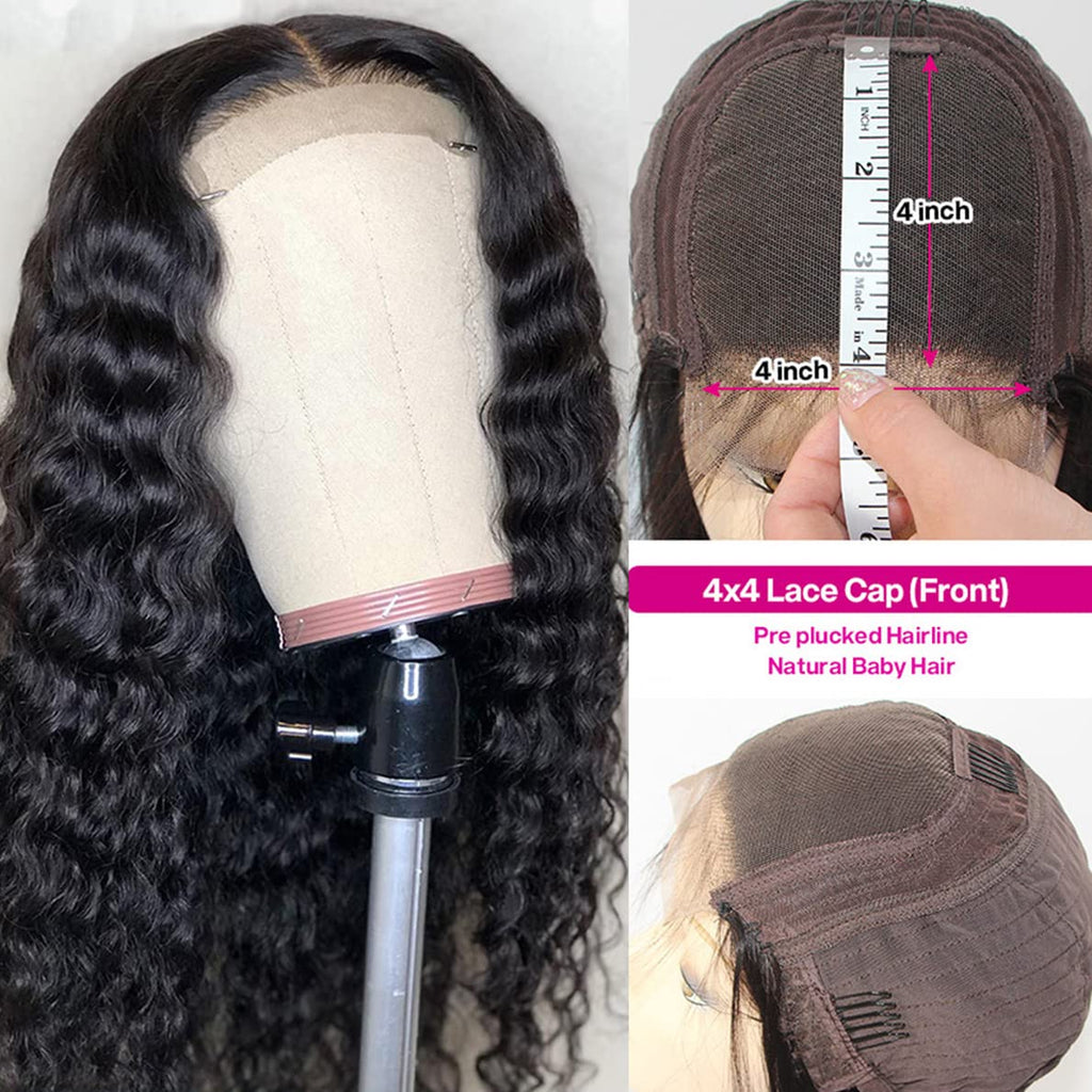 Water Wave 4X4 Lace Front Wig Remy Human Hair Wigs