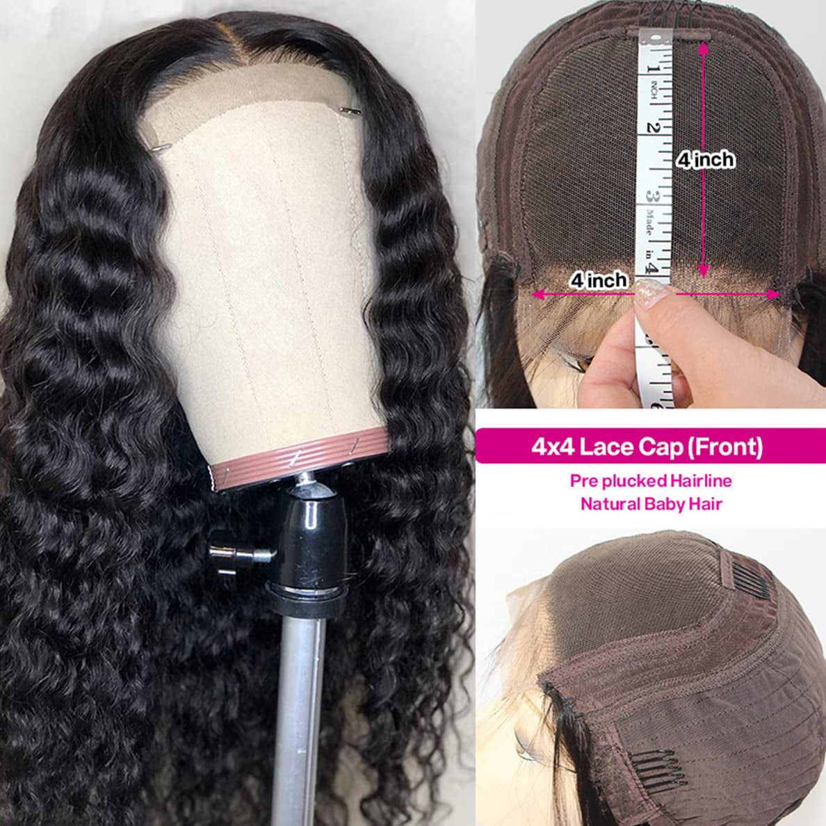 Water Wave 4X4 Lace Front Wig Remy Human Hair Wigs