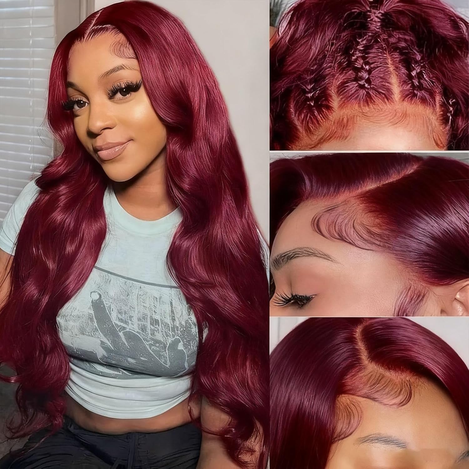 Curly Human Hair Wig Highlight P4/30 Lace Frontal Closure Deep Wave Human Hair Wig Pre Plucked Pre Cut Lace Frontal Closure Closure Glueless Wigs Elastic Band 200% Density, 18 Inch