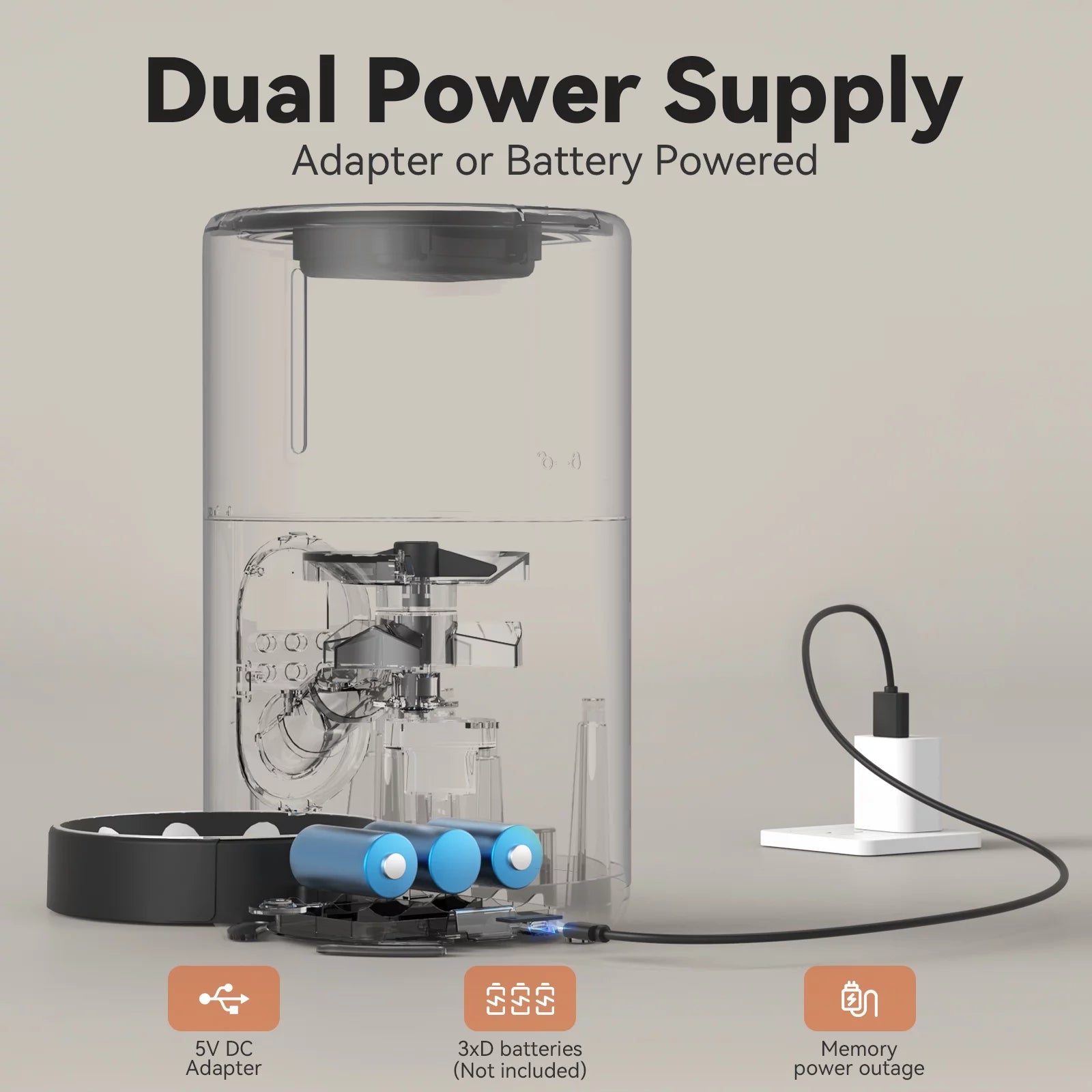 WOPET Automatic Dog Feeders, Pet Feeder, Cat Food Dispenser with Stainless Steel Bowl, 4L, Black