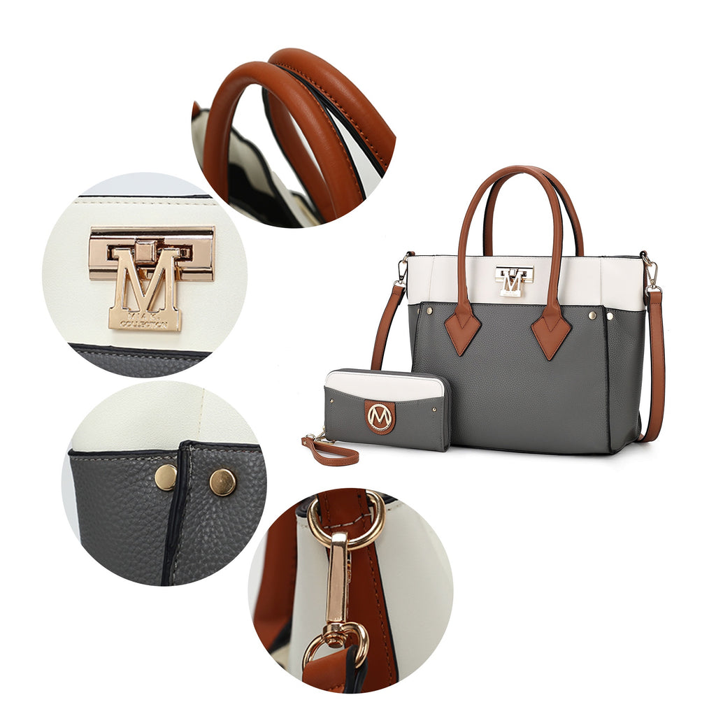 MKF Collection Brynlee Women'S Tote Bag & Wristlet Wallet, Crossbody Purse Handbag 2 Pcs by Mia K - Navy