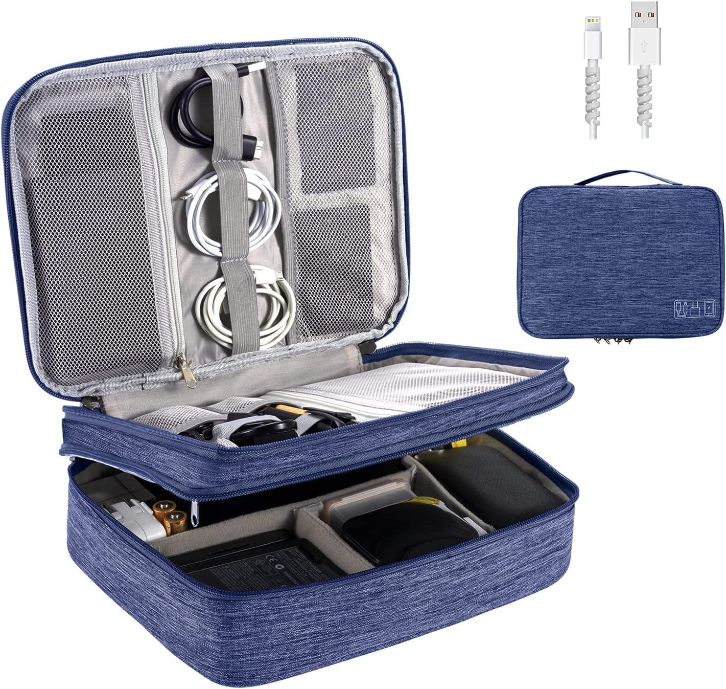 Orgawise Electronics Organizer, Electronic Accessories Bag Travel Cable Organizer Three-Layer for Ipad Mini, Kindle, Hard Drives, Cables, Chargers