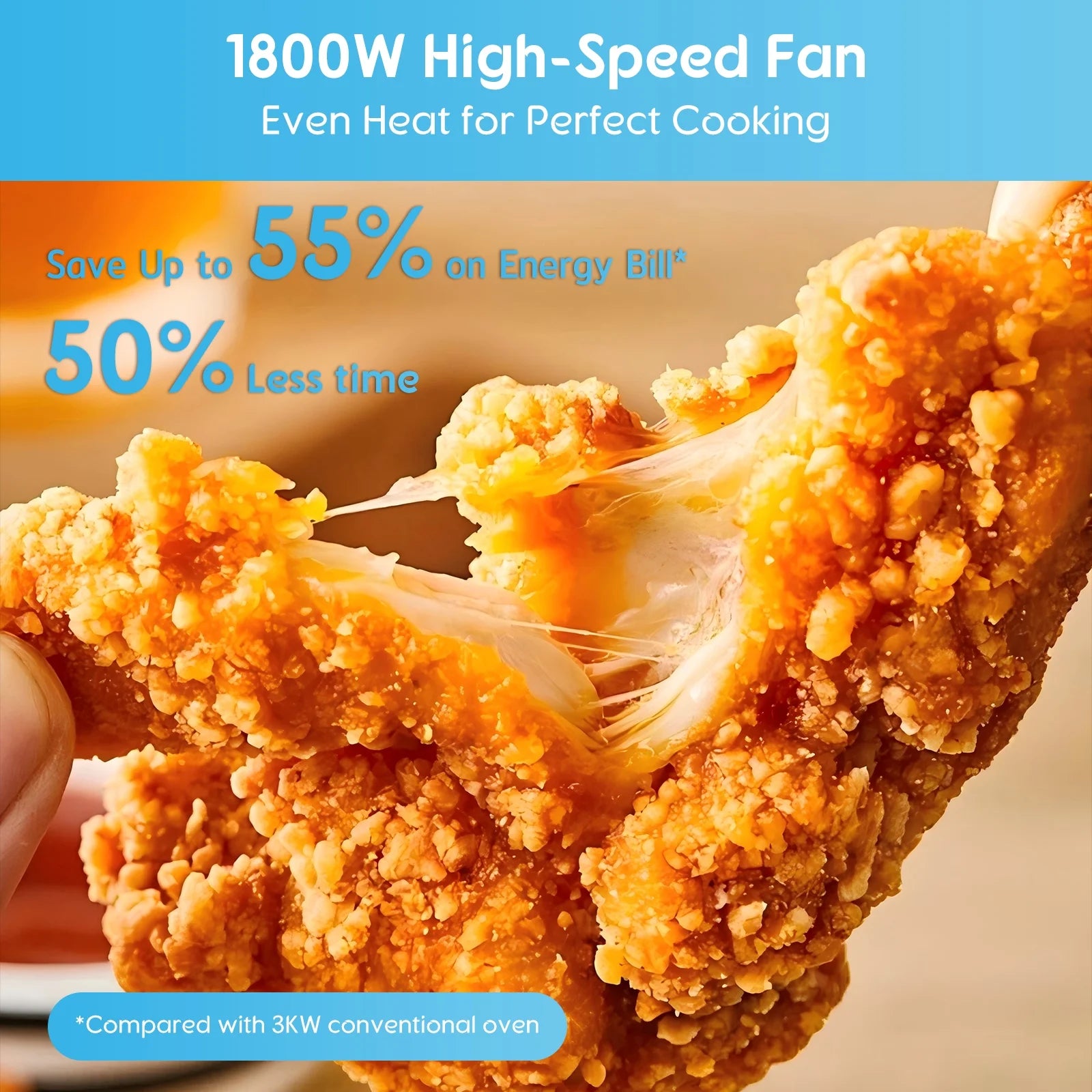 Hysapientia 26QT Air Fryer Oven with Rotisserie 1800W Toaster Oven Air Fryer Combo, 10 in 1 Convection Oven Countertop, Airfryer Toaster Oven, Mini Toaster Oven,Easy to Clean