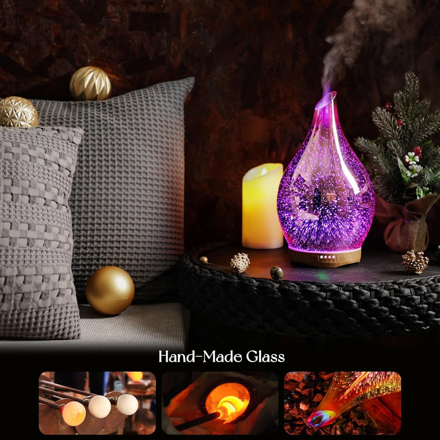 Porseme 280ML Essential Oil Diffuser, Aroma Ultrasonic Humidifier with Remote Control, BPA Free, Auto Shut-Off, Timer Setting