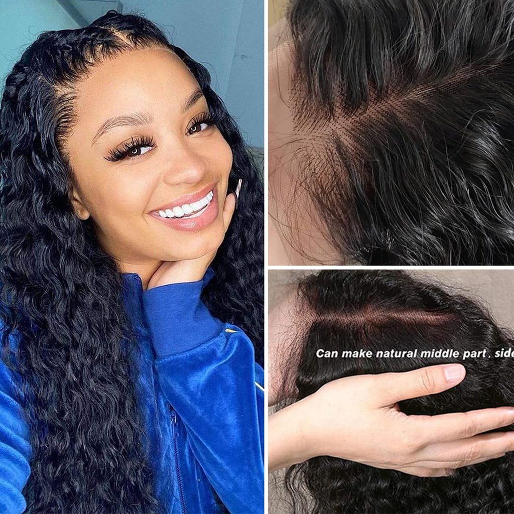 Water Wave 4X4 Lace Front Wig Remy Human Hair Wigs