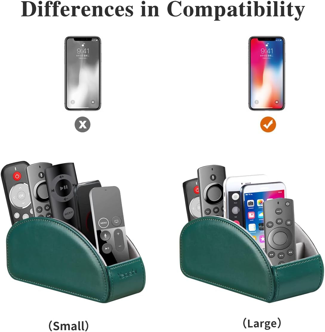 Remote Control Holder PU Leather TV Remote Caddy for Table, 5 Compartments Nightstand Organizer for Bedroom Accessories/Bedside Remotes/Media Controllers/Office Supplies, Decorations for Living Room