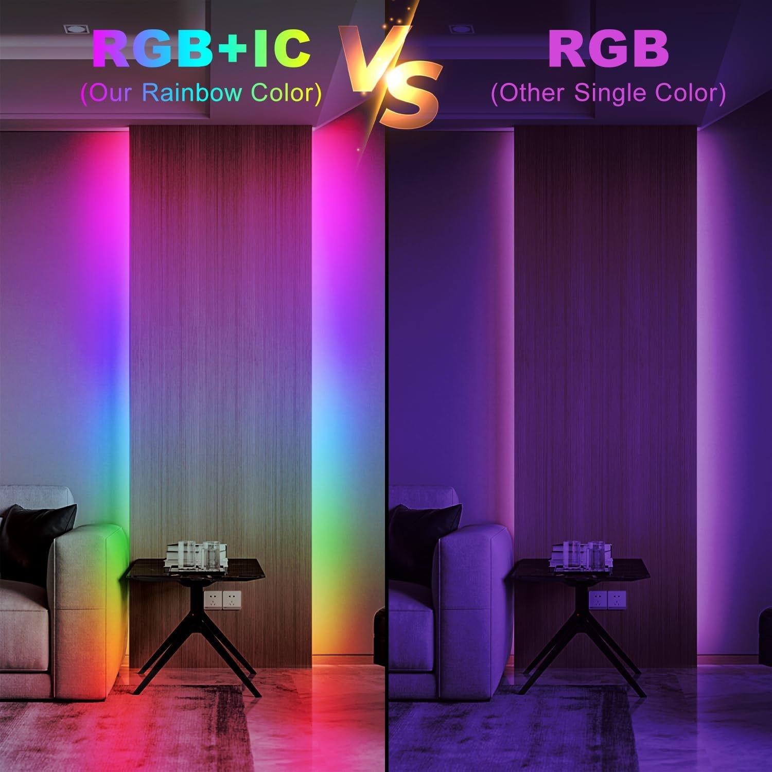 DAYBETTER BGRIC LED Lights for Bedroom, 16.4FT RGB LED Lights with Bluetooth APP & Remote Control 24V 5050 Color Changing LED Strip Lights Music Sync for Room Home Party Wall Indoor Decor