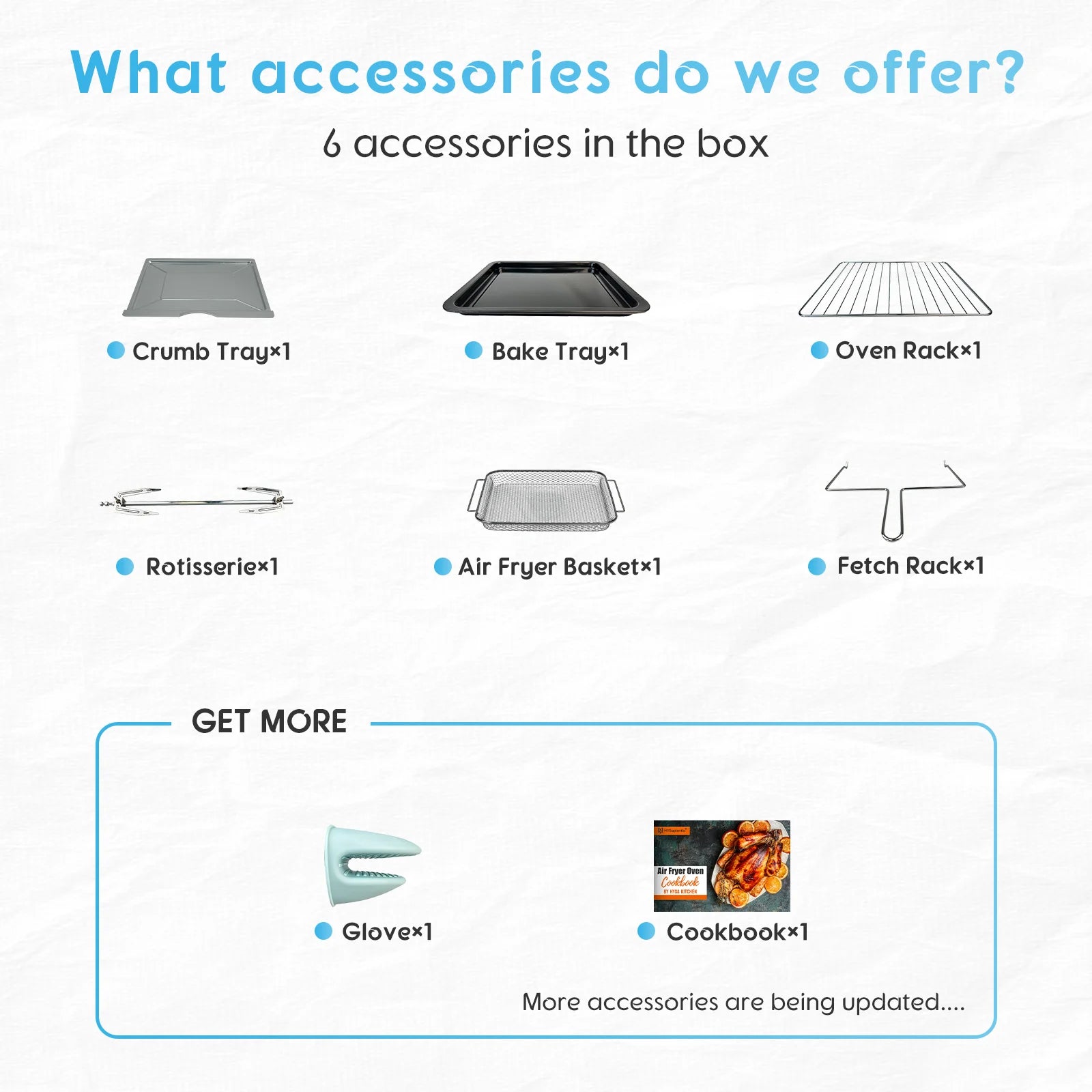 Hysapientia 26QT Air Fryer Oven with Rotisserie 1800W Toaster Oven Air Fryer Combo, 10 in 1 Convection Oven Countertop, Airfryer Toaster Oven, Mini Toaster Oven,Easy to Clean