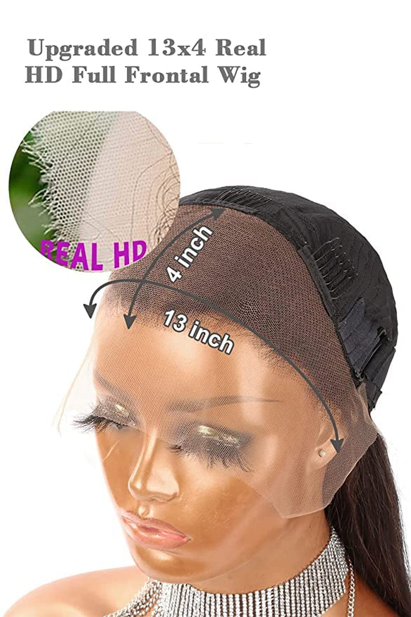 MYSHINYWIGS 13X4 Clear HD Lace Front Wig Clean Hairline Hd Lace Body Wave Wig Side/Middle/Free Part Wig Human Hair Transparent Invisible Lace Front Wigs with Baby Hair Natural Color 32 Inch