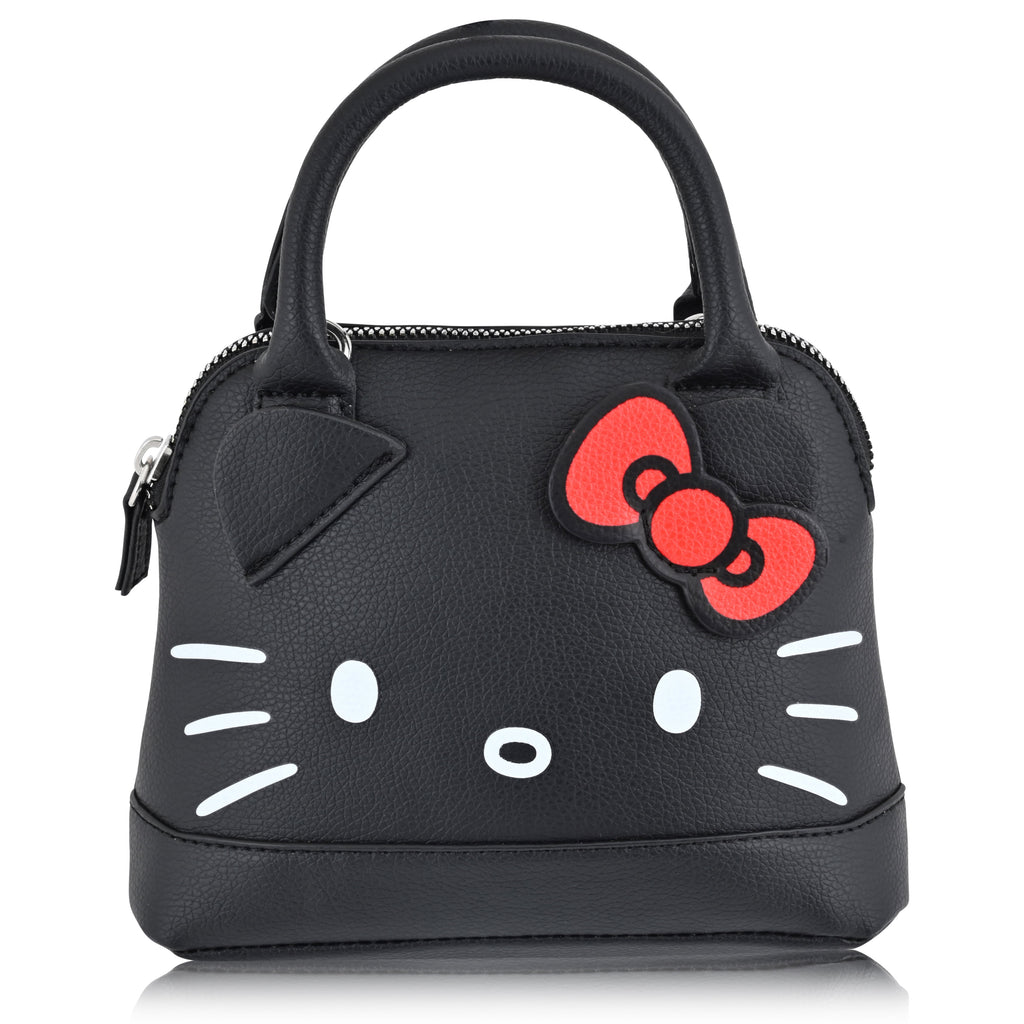 Hello Kitty Women'S Leather Solid Print Shoulder Crossbody Handbag, Black
