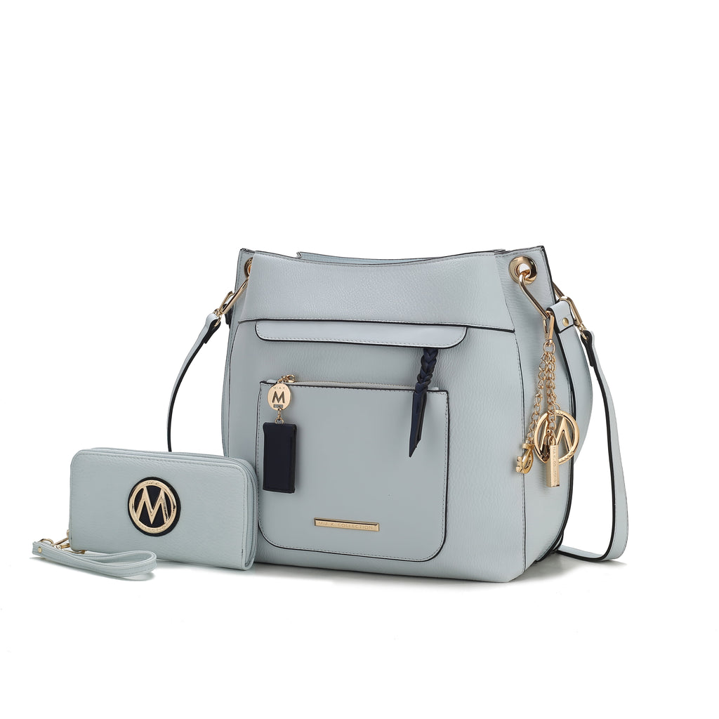 MKF Collection Shivani Vegan Leather Women'S Hobo Bag & Wristlet Wallet, Fashionable Shoulder Purse Handbag 2 Pcs by Mia K - Red