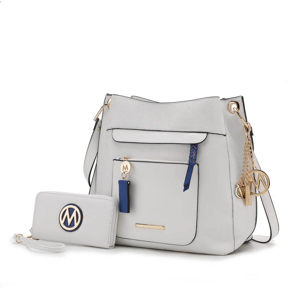 MKF Collection Shivani Vegan Leather Women'S Hobo Bag & Wristlet Wallet, Fashionable Shoulder Purse Handbag 2 Pcs by Mia K - Red