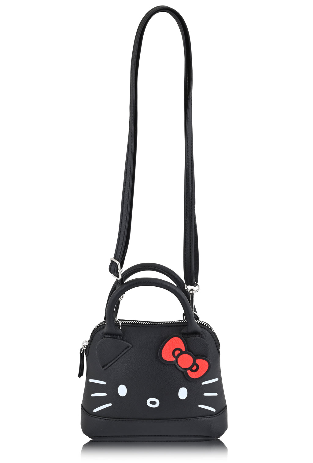 Hello Kitty Women'S Leather Solid Print Shoulder Crossbody Handbag, Black