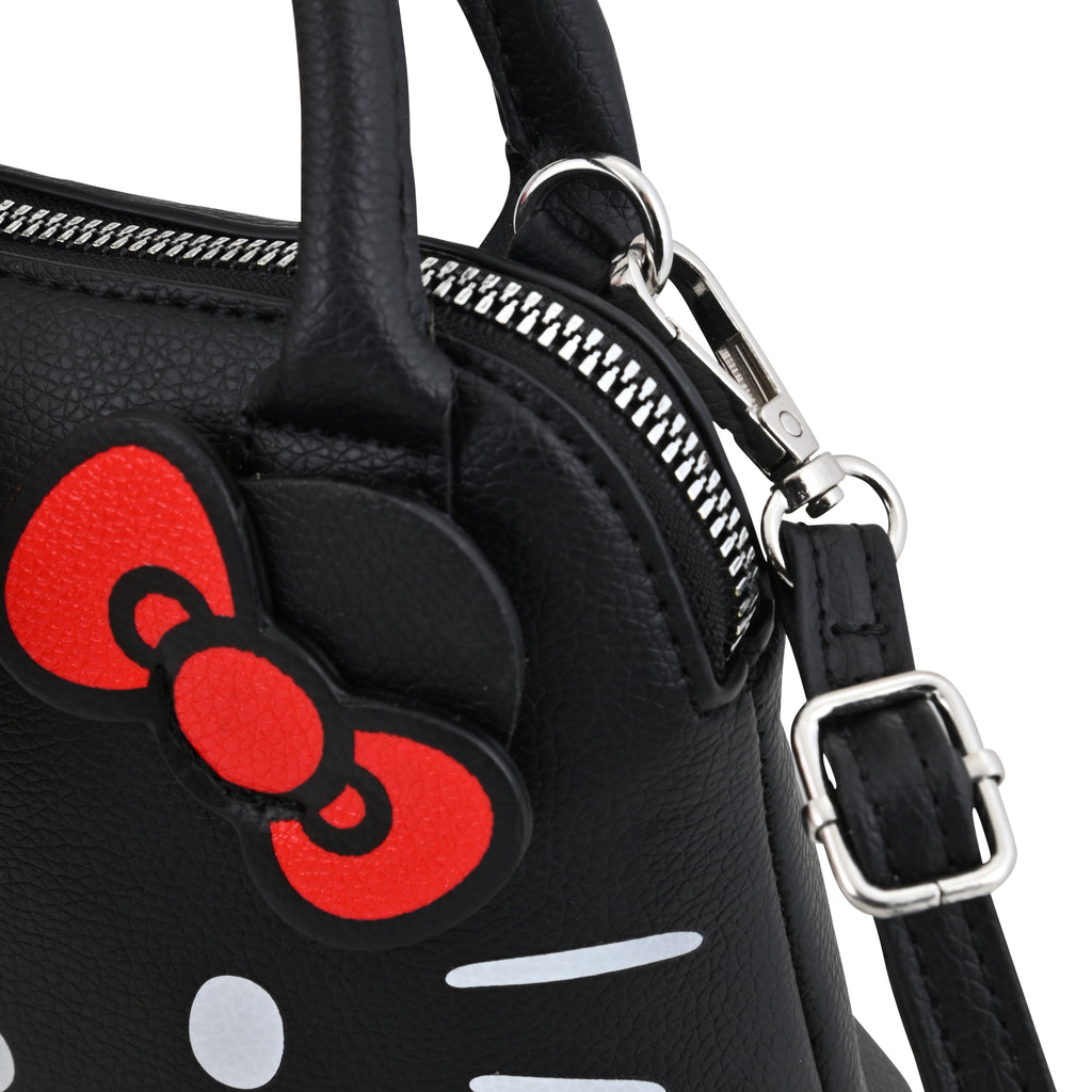 Hello Kitty Women'S Leather Solid Print Shoulder Crossbody Handbag, Black