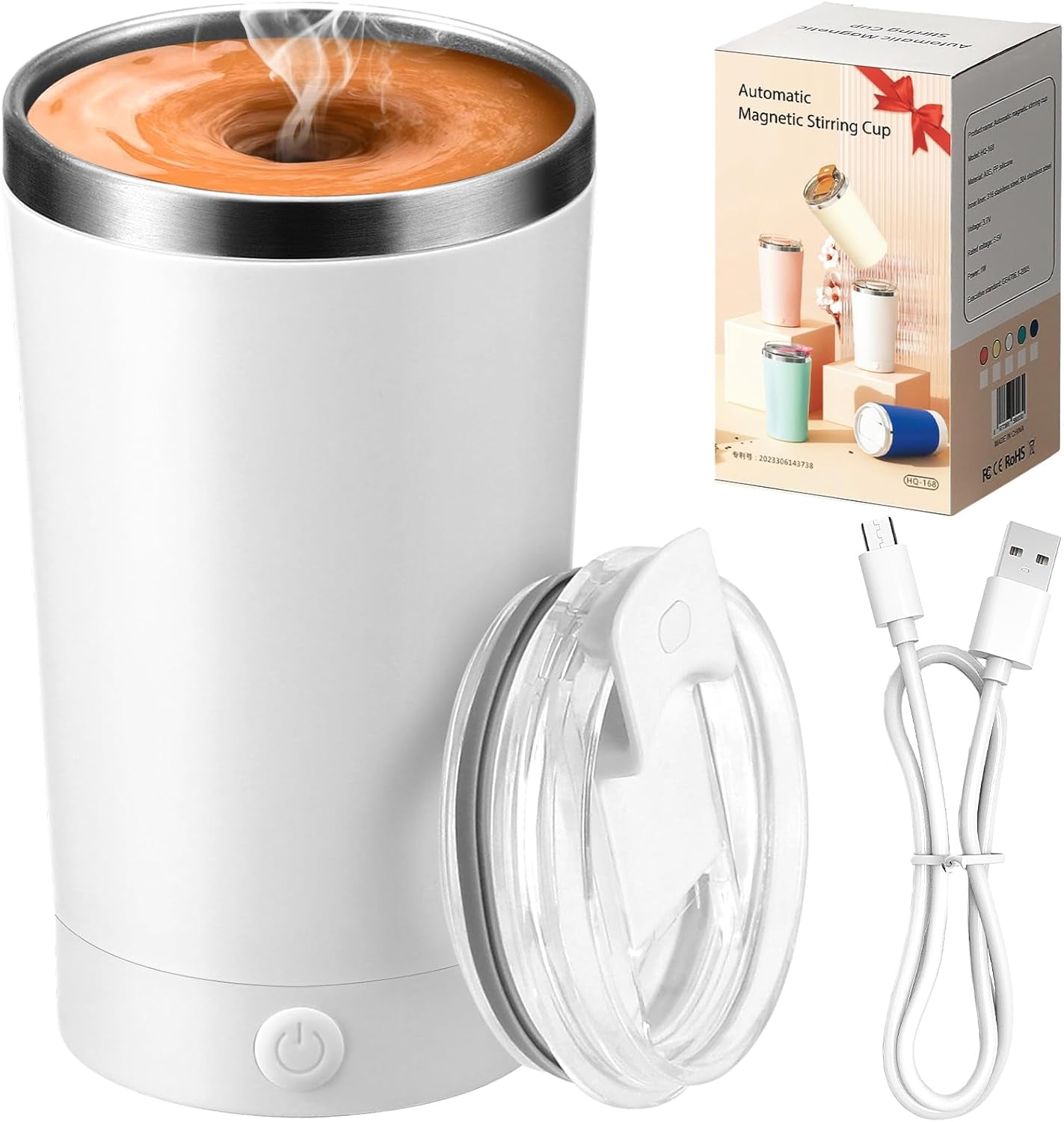 Electric Self-Stirring Coffee Mug, 400ml Rechargeable Mixing Cup with Lid