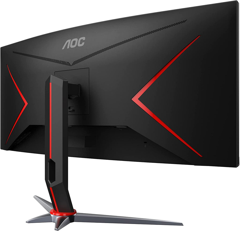 AOC CU34G2X 34" Curved Frameless Immersive Gaming Monitor, Ultrawide QHD 3440X1440, VA Panel, 1Ms 144Hz Adaptive-Sync, Height Adjustable, 3-Yr Zero Dead Pixels, Black/Red