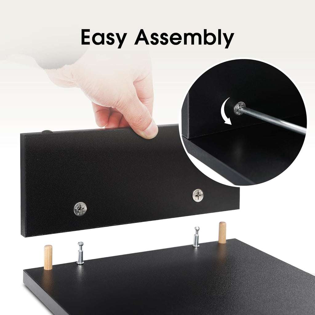 FITUEYES Dual Monitor Stand – 3 Shelf Computer Monitor Riser, Wood Desktop Stand with Adjustable Length and Angle, Desk Accessories, Office Supplies Medium Black,Dt108001Wb