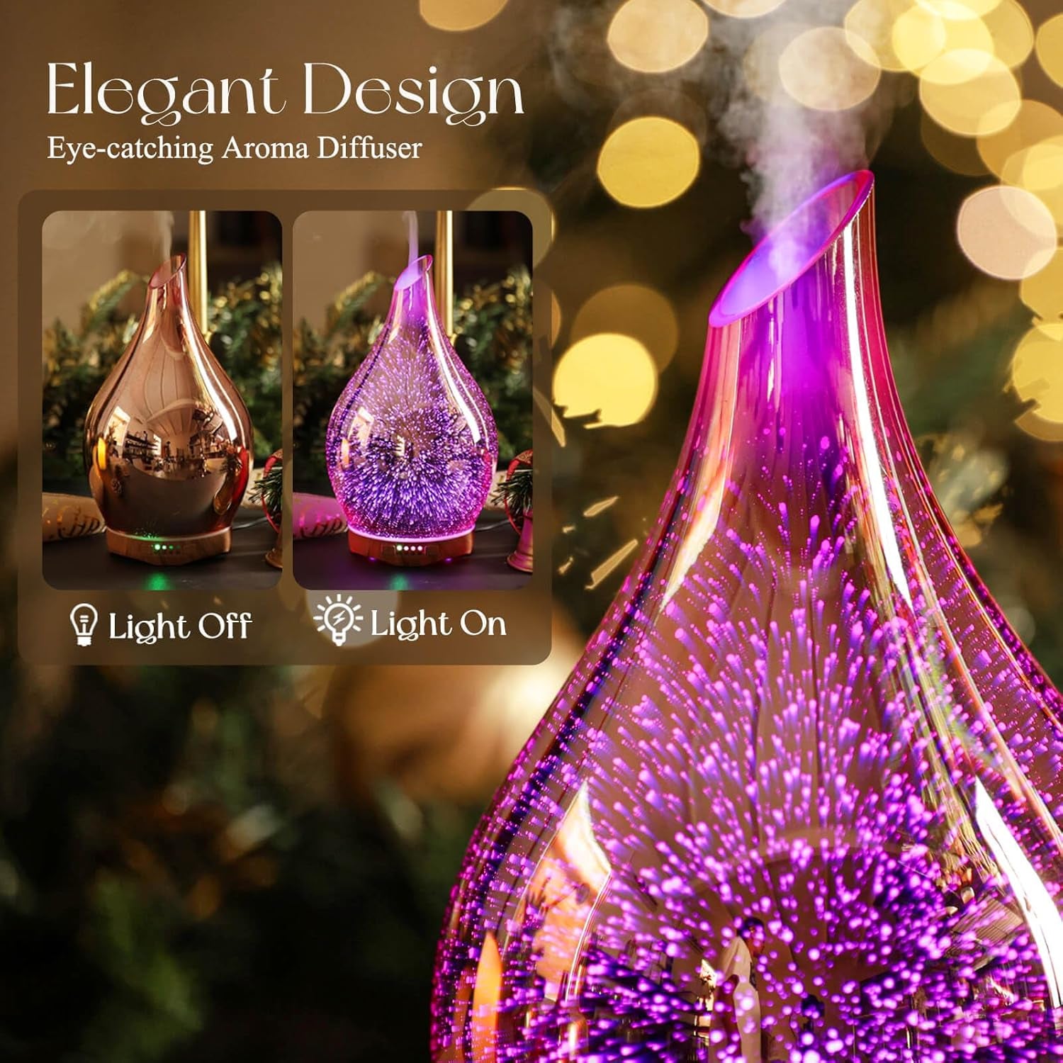 Porseme 280ML Essential Oil Diffuser, Aroma Ultrasonic Humidifier with Remote Control, BPA Free, Auto Shut-Off, Timer Setting