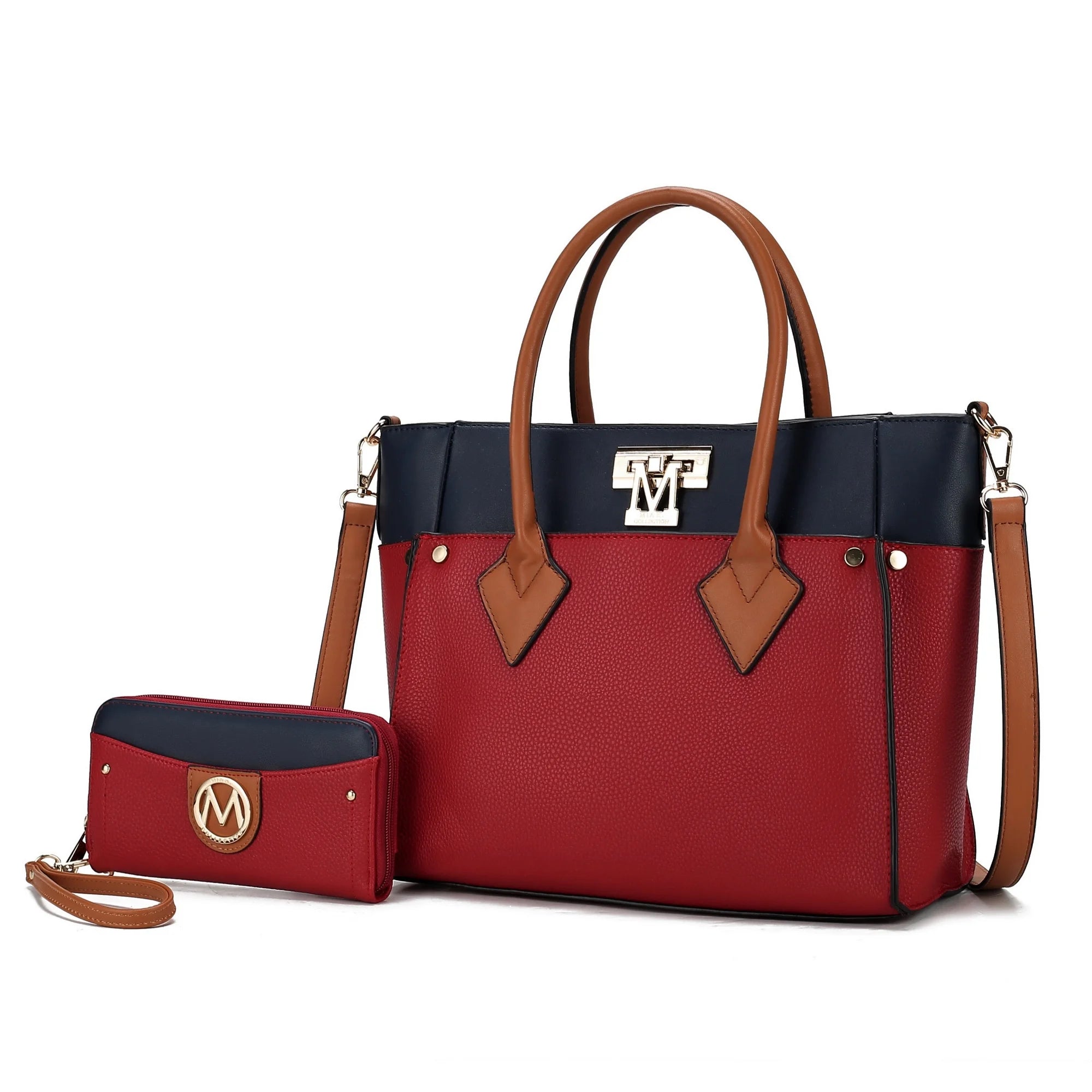 MKF Collection Brynlee Women'S Tote Bag & Wristlet Wallet, Crossbody Purse Handbag 2 Pcs by Mia K - Navy