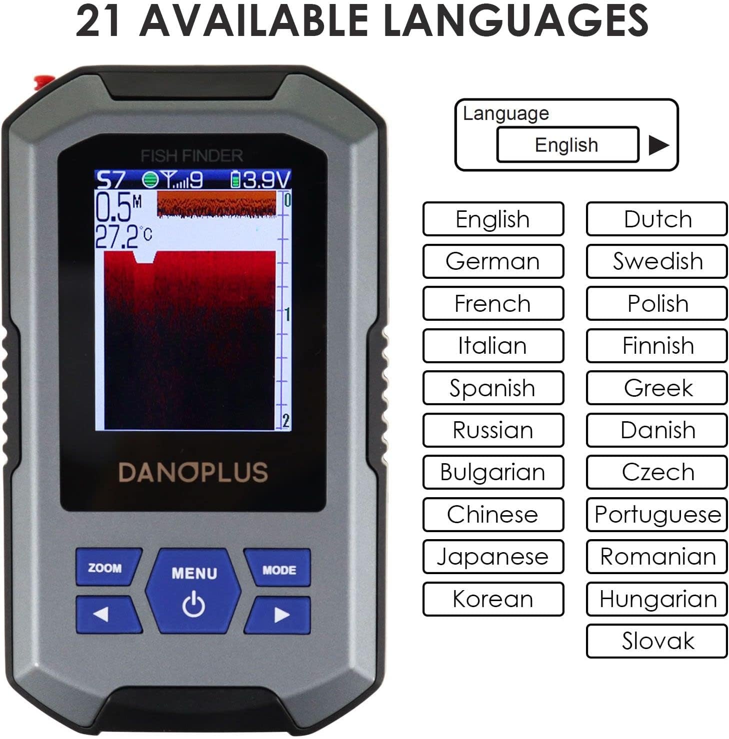 Portable Fish Finder Large HD Display Wireless Fish Finder, Fish Finders & Depth Finders for Boats with 147 Feet Depth Detection Sensor, Rechargeable Castable Fish Finder Display Fish, Temp, Depth