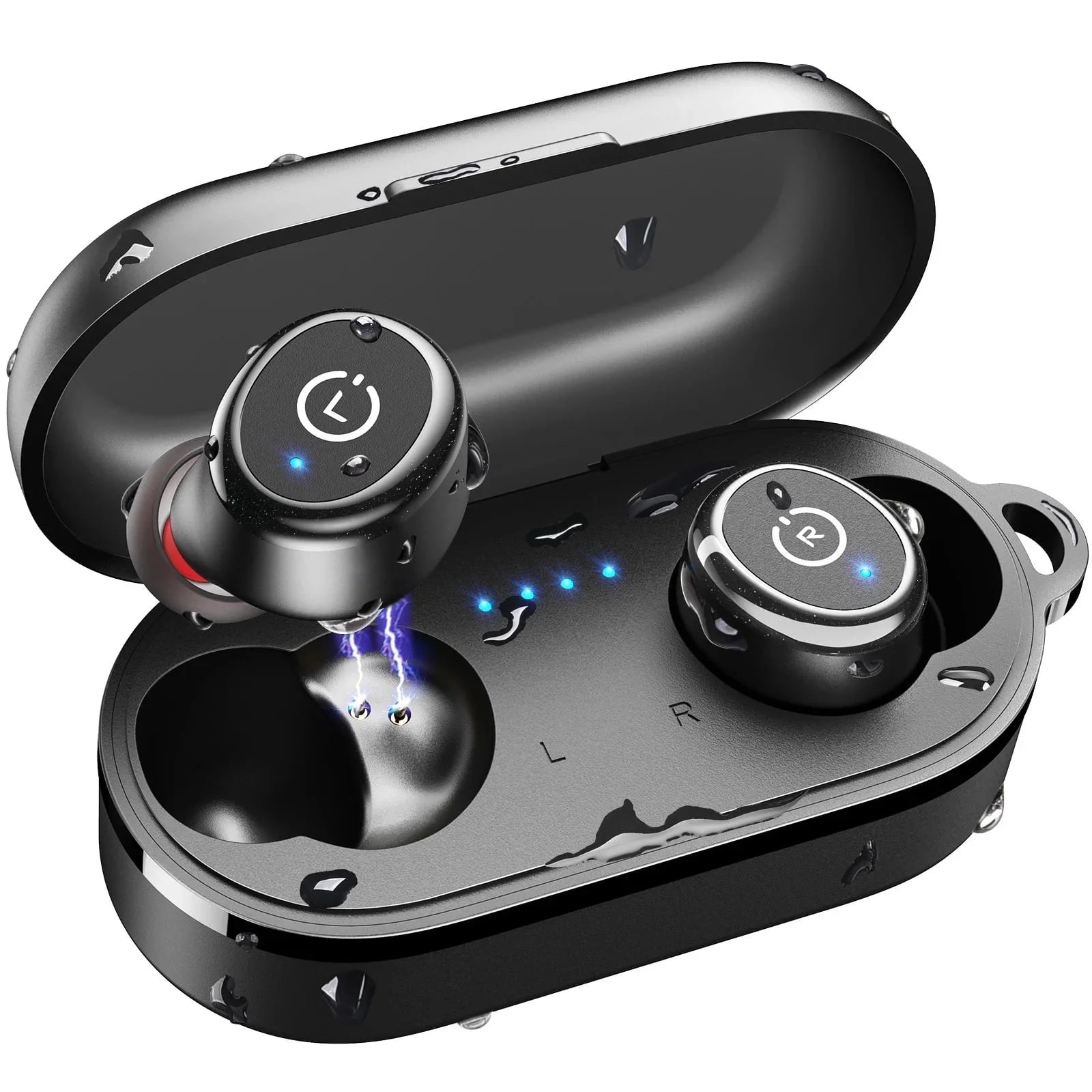 TOZO T10 True Wireless Bluetooth 5.3 Earbuds, Noise Cancelling Mic, 55H Playtime, IPX8 Waterproof, Black