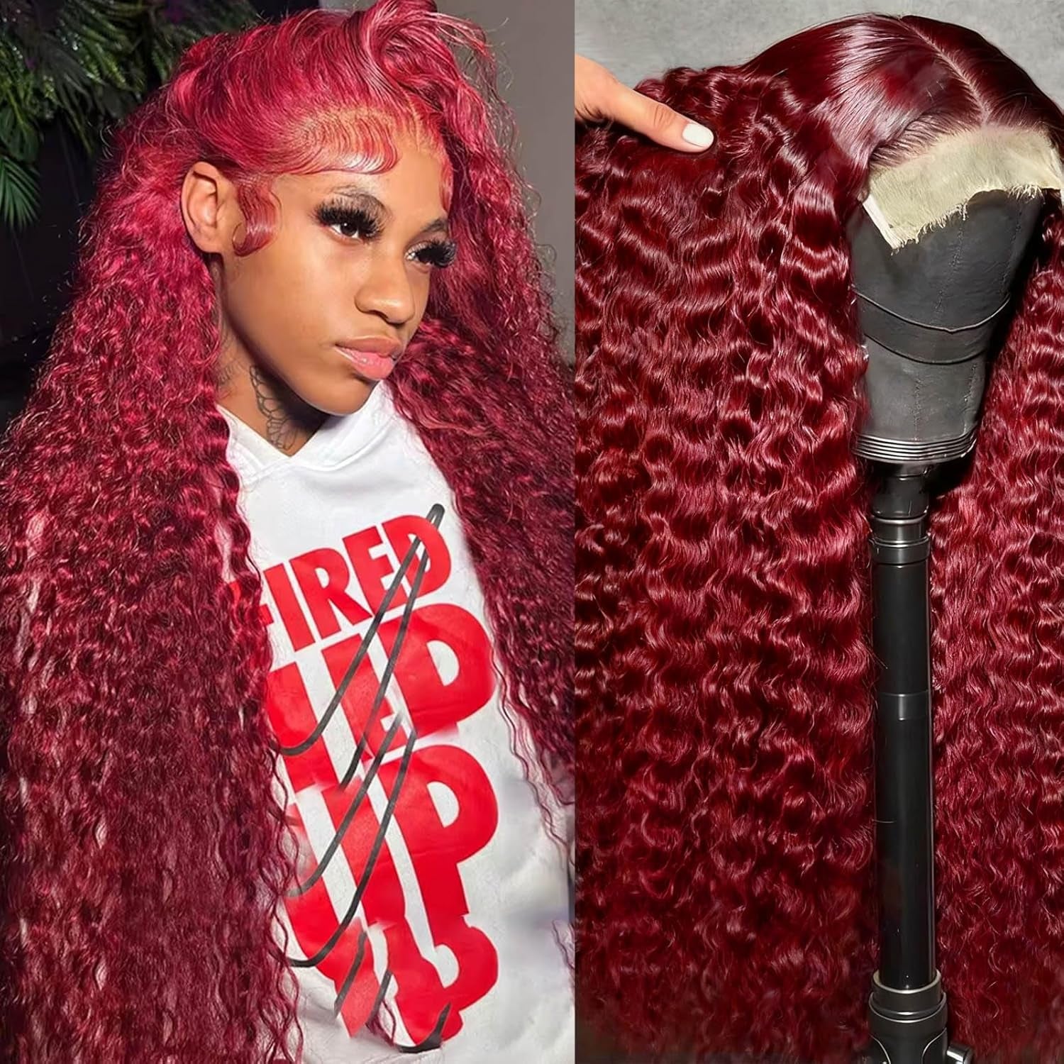 Curly Human Hair Wig Highlight P4/30 Lace Frontal Closure Deep Wave Human Hair Wig Pre Plucked Pre Cut Lace Frontal Closure Closure Glueless Wigs Elastic Band 200% Density, 18 Inch