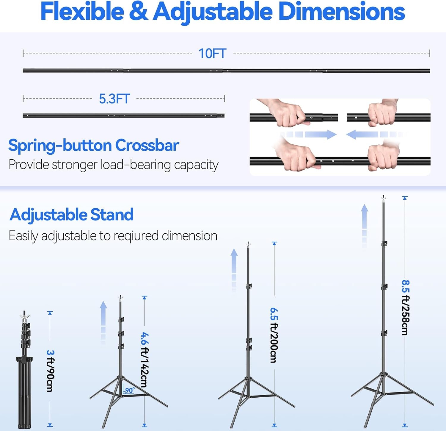 EMART Photo Video Studio 8.5 X 10Ft Green Screen Backdrop Stand Kit, Photography Background Support System with 10 X12Ft 100% Cotton Muslin Chromakey Curtain
