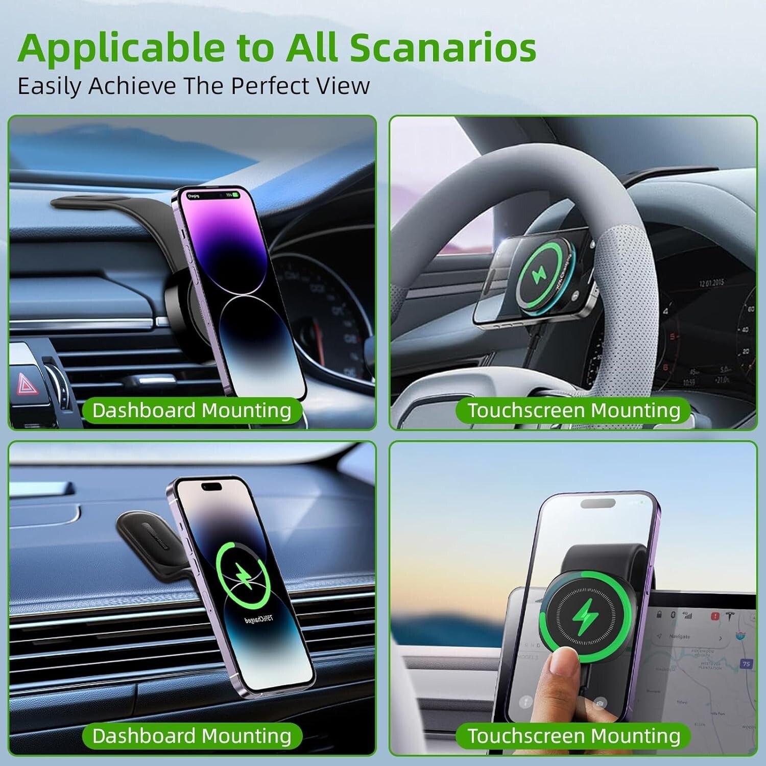 Magsafe Car Mount Charger for Iphone Magnetic Phone Holder 15W Fast Charging