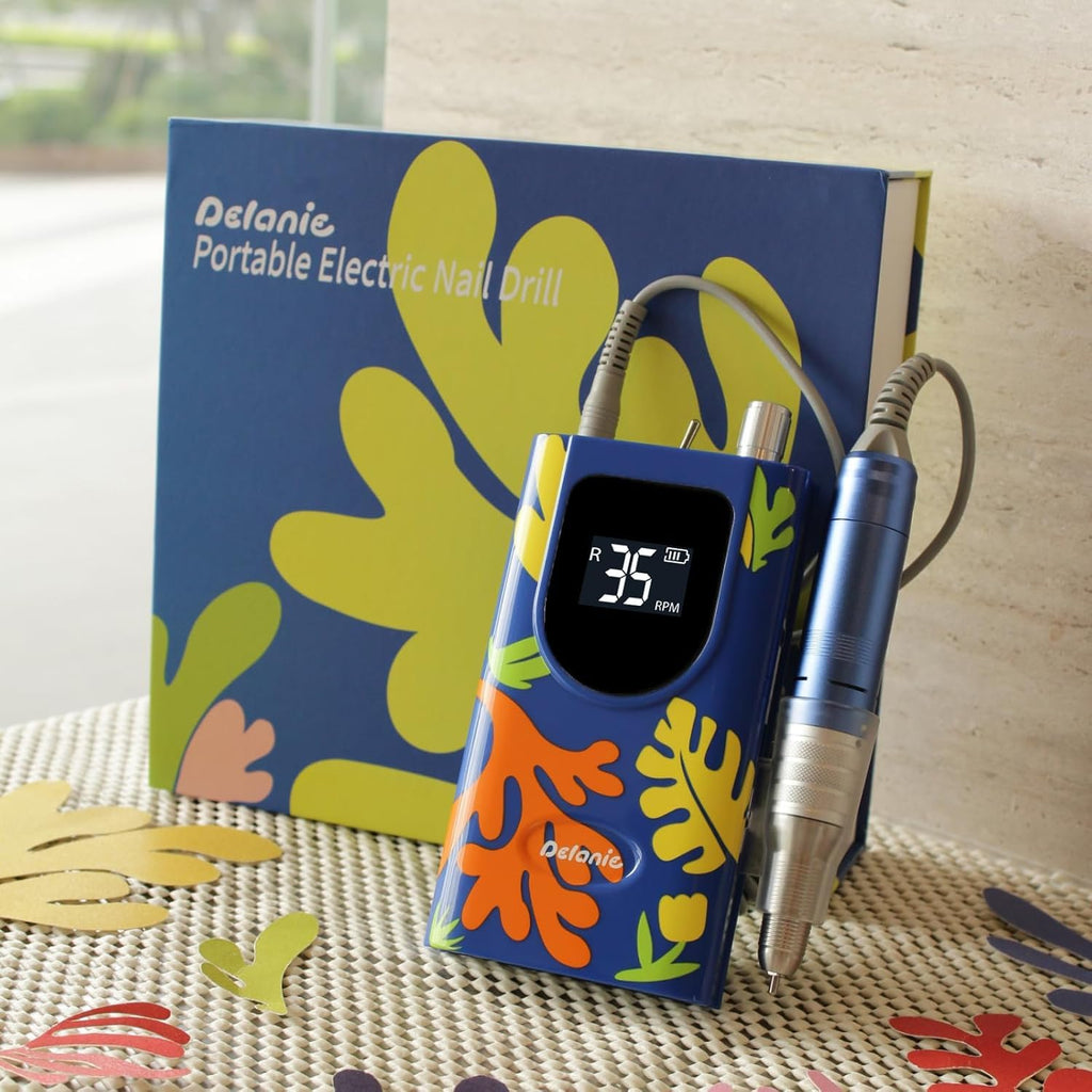 Delanie Professional Nail Drill High Torque 35000 RPM Rechargeable Portable Electric Nail File Filer for Acrylic Gel with Cuticle Bits, Salon Manicure Tool, Purple