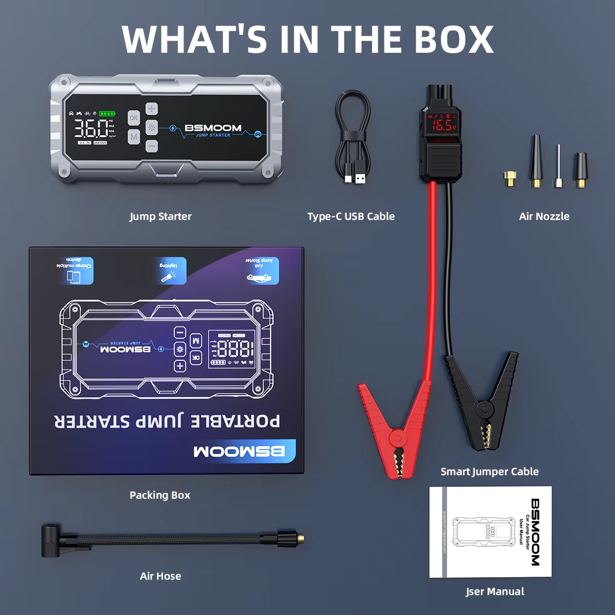 4 in 1 Jump Starter Air Pump Air Compressor Power Bank Starting Device Battery Booster Jump Starter